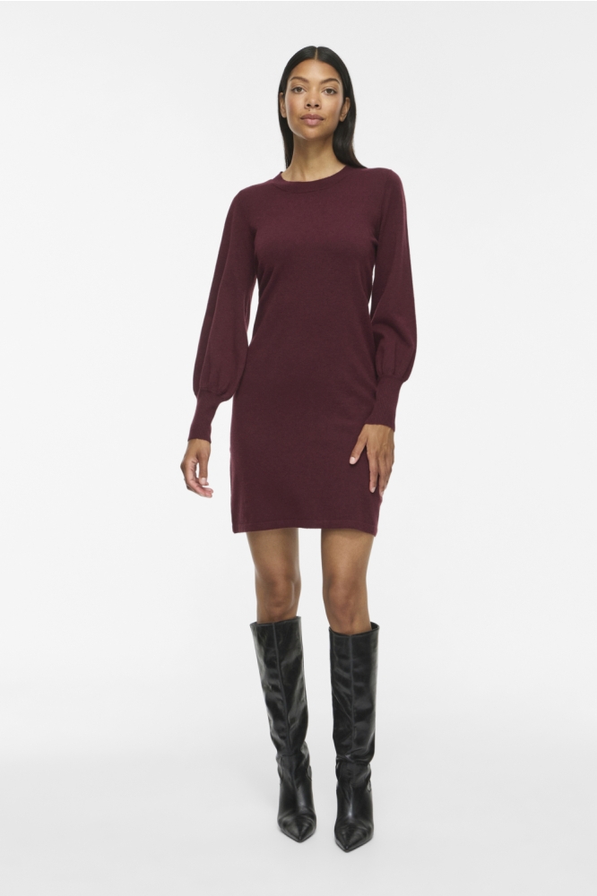 Vila bordeaux dames jurk | Model vooraanzicht