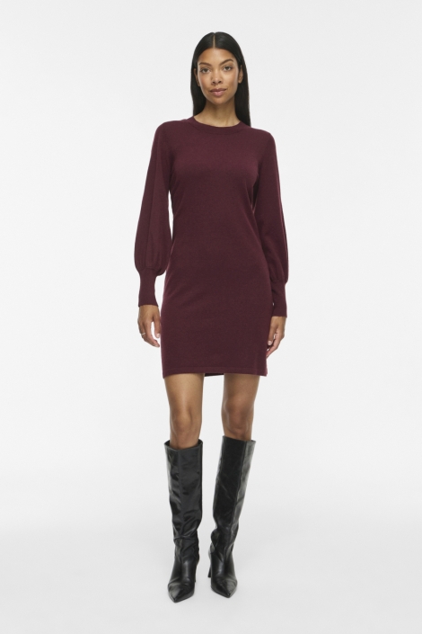Vila bordeaux dames jurk | Model vooraanzicht