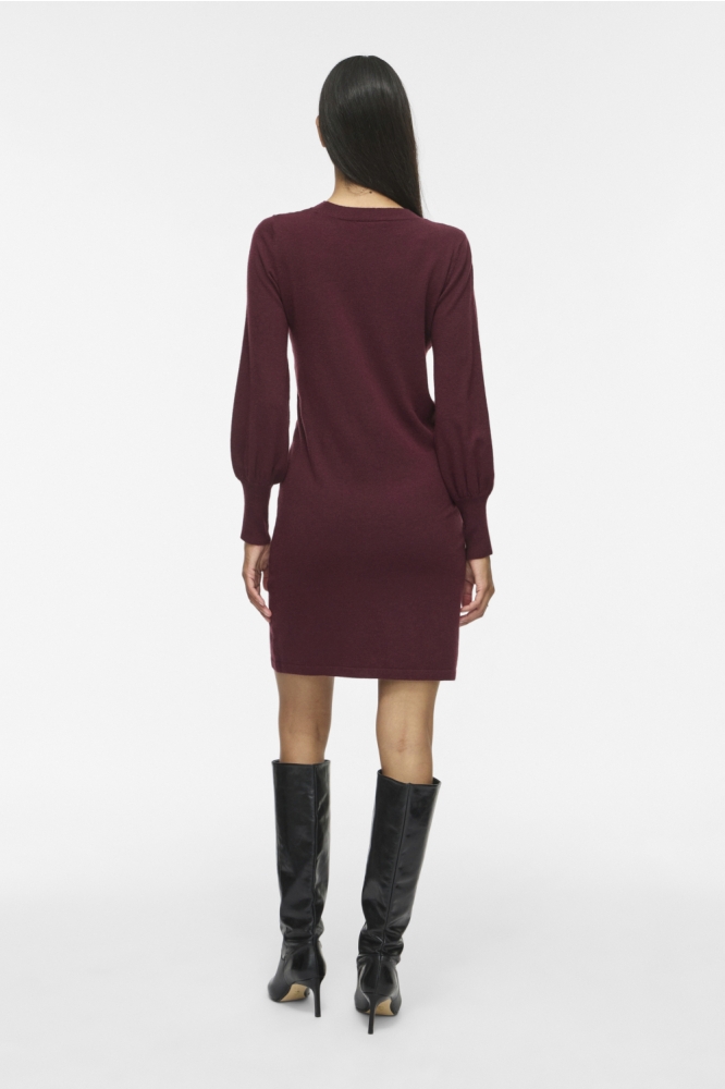 Vila bordeaux dames jurk | Model achteraanzicht