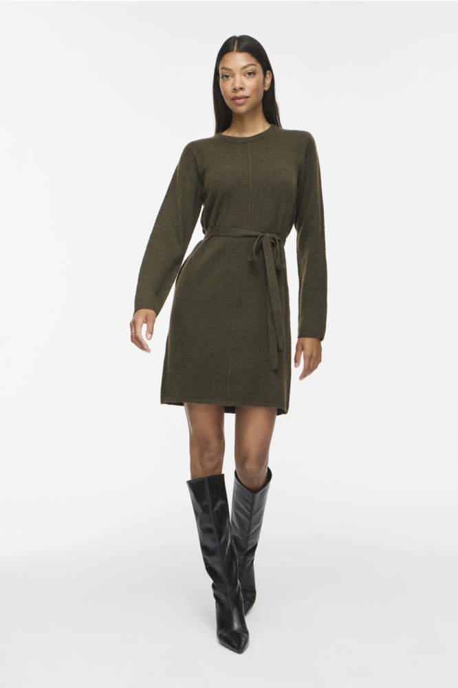 Vila groene dames jurk | Model vooraanzicht