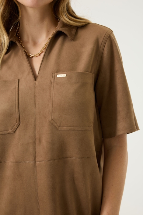 Garcia taupe dames jurk | Close up
