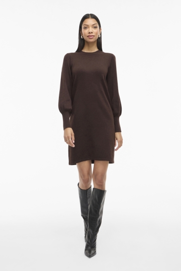 Vila vikerry o-neck knit dress - noos Bruin