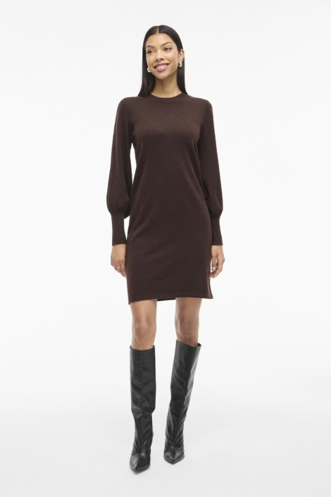 Vila bruine dames jurk | Model vooraanzicht