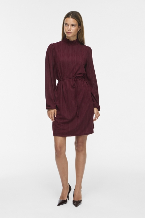Vila bordeaux dames jurk | Model vooraanzicht