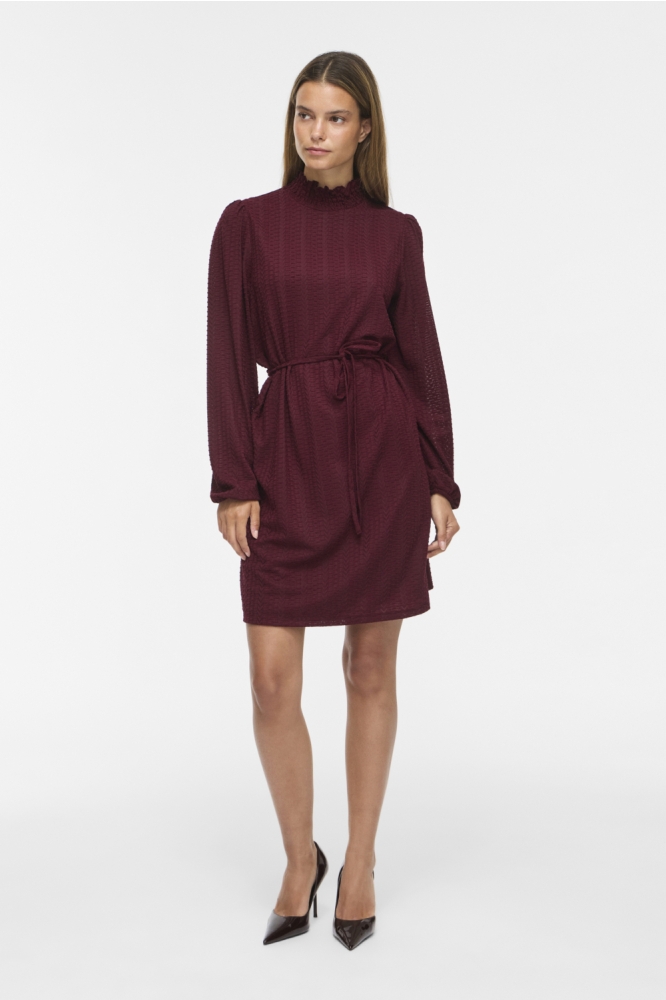 Vila bordeaux dames jurk | Model vooraanzicht