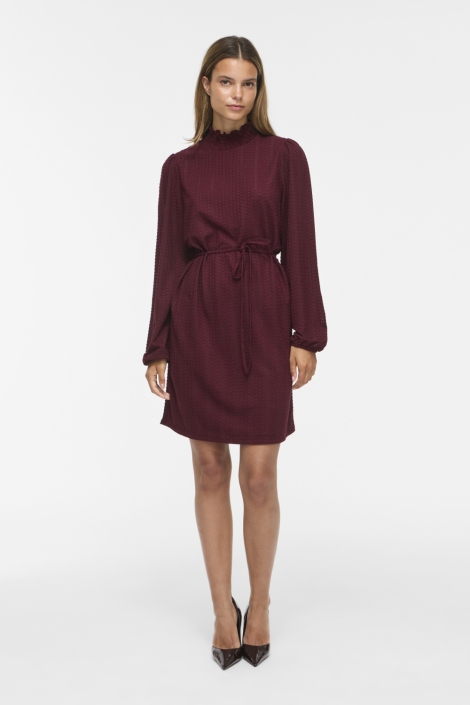 Vila bordeaux dames jurk | Model vooraanzicht