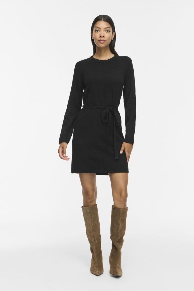 Vila zwarte dames jurk | Model vooraanzicht