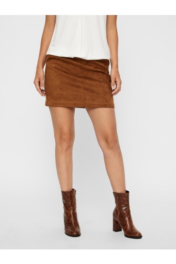 Vero Moda Rok VMDONNADINA FAUX SUEDE SHORT SKIRT 10210430 Cognac