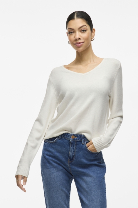 Vila witte dames trui | Model vooraanzicht