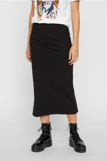 Pieces Rok PCKYLIE MW MIDI SKIRT NOOS 17101527 BLACK