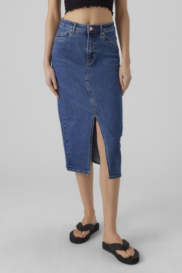 Vero Moda vmveri hr calf denim skirt ga mix n Blauw