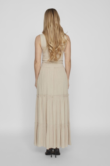 Vila beige dames rok | Model achteraanzicht