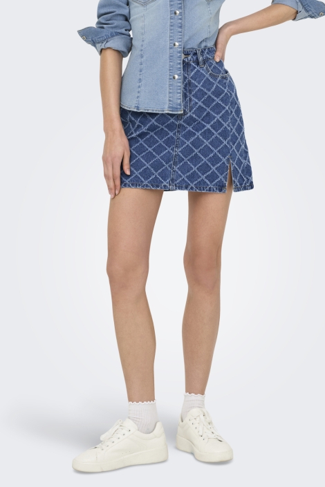 Jacqueline de Yong blauwe dames rok | Model vooraanzicht