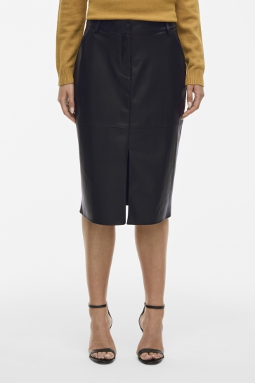 Vila VIDAGMAR HW MIDI COATED SKIRT - NOO 14105132 Black