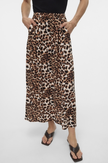 Vero Moda VMEASY JOY MAXI SLIT SKIRT WVN GA 10302047 TAN/LEO