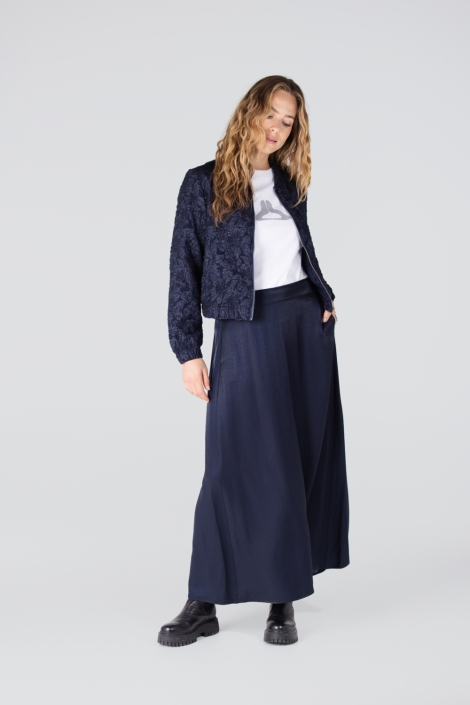 Juffrouw Jansen blauwe dames rok | Model vooraanzicht
