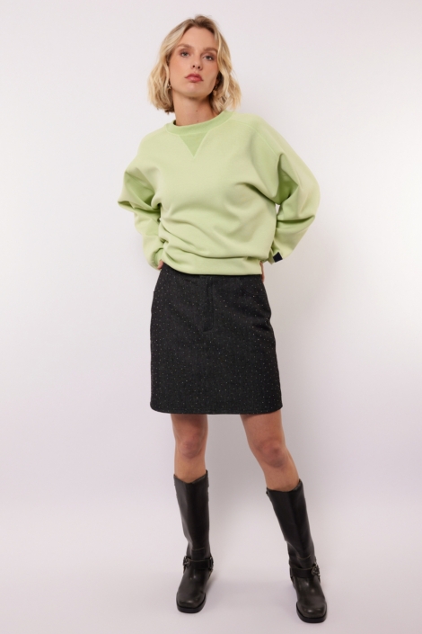 Fluresk grijze dames rok | Model vooraanzicht