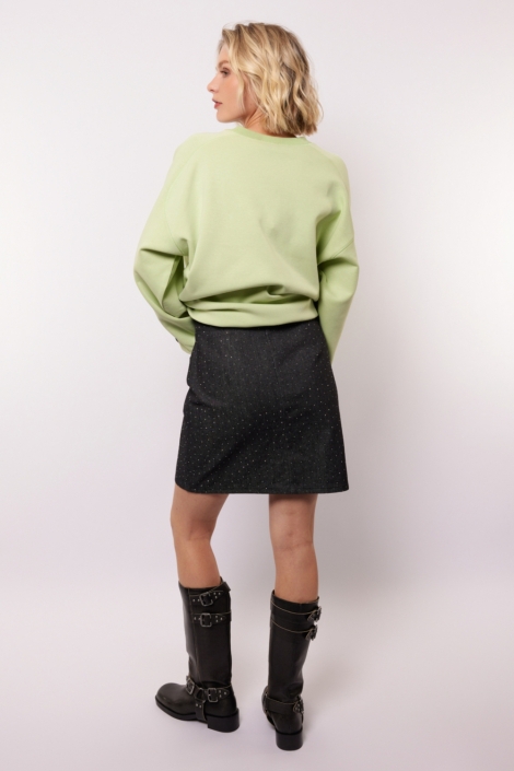 Fluresk grijze dames rok | Model achteraanzicht