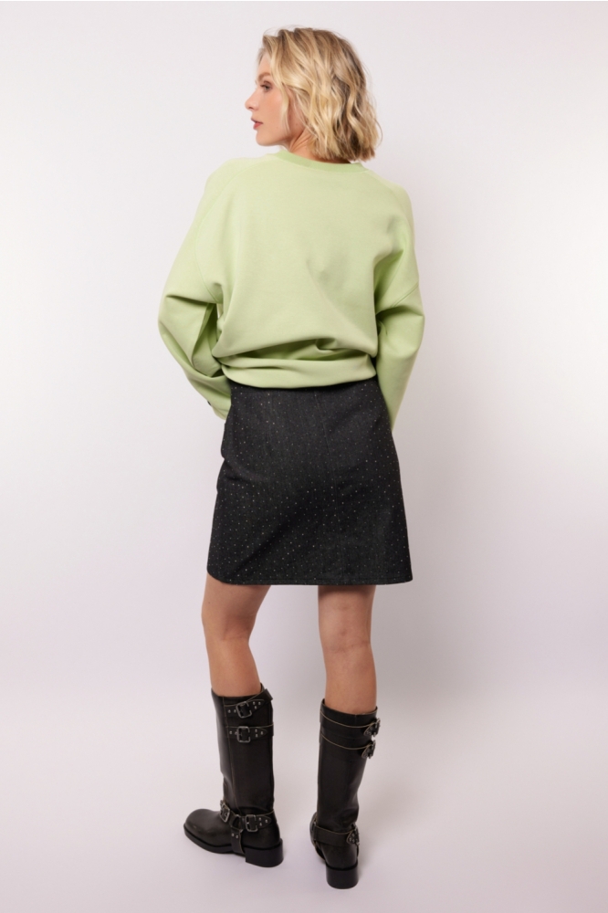 Fluresk grijze dames rok | Model achteraanzicht