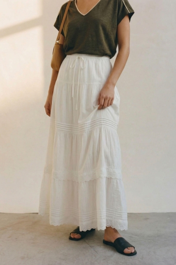 Vero Moda Rok VMSANDY HW ANKLE SKIRT WVN 10345282 SNOW WHITE