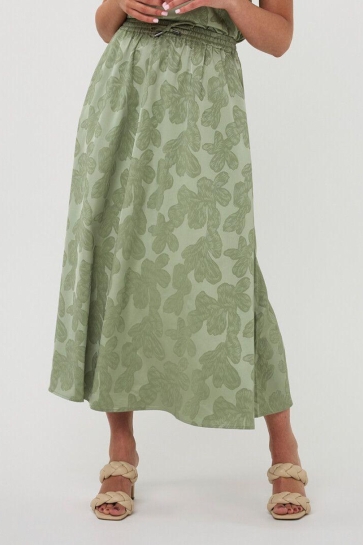 EsQualo Rok SKIRT JACQUARD LEAVES HS26 15220 310 soft green