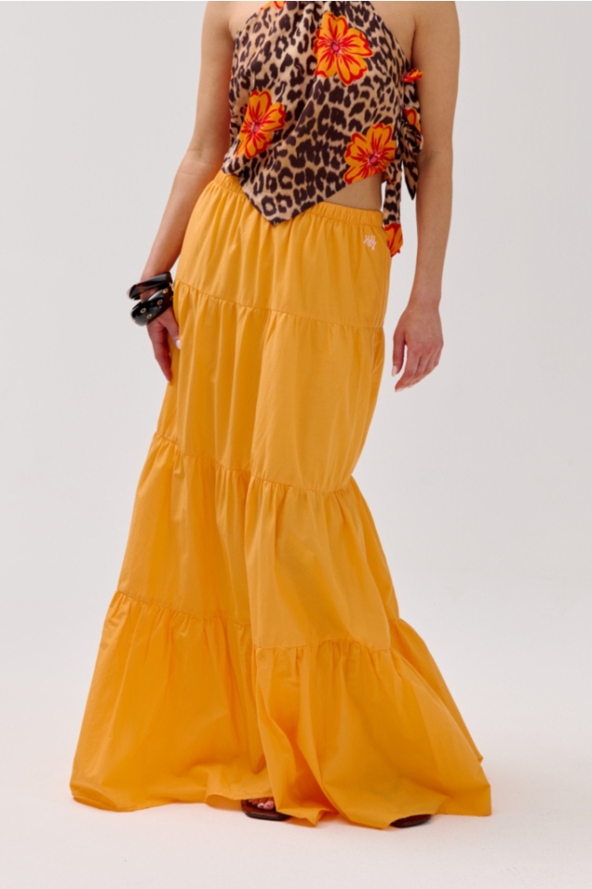 Harper & Yve oranje dames rok | Model vooraanzicht