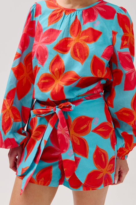 Harper & Yve blauwe dames korte broek | Model vooraanzicht