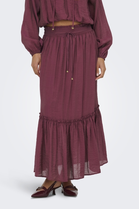 Jacqueline de Yong bordeaux dames rok | Model vooraanzicht