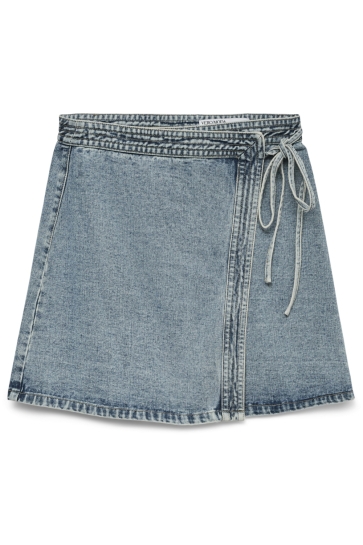 Vero Moda vmliza mr short denim wrap skirt ga Blauw