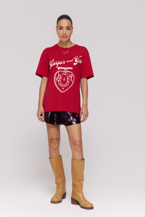 Harper & Yve bordeaux dames korte broek | Model