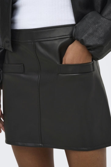 Only Rok ONLNELI HW FAUX LEATHER SKIRT CC PN 15376859 BLACK