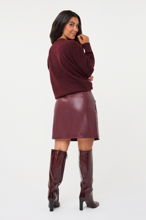EsQualo bordeaux dames rok | Model achteraanzicht