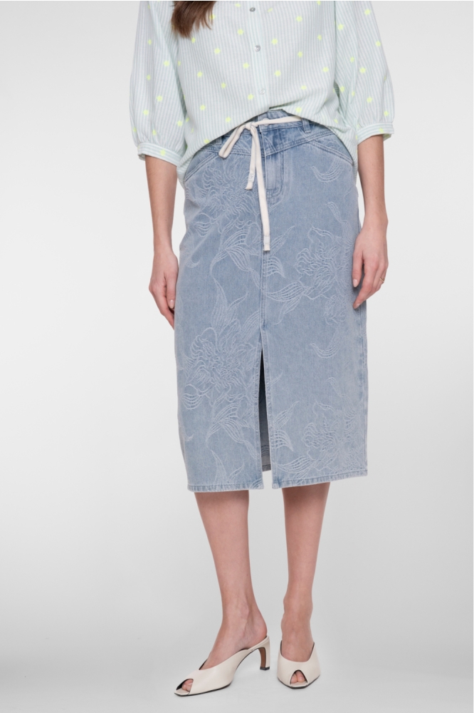 Geisha blauwe dames rok | Model vooraanzicht