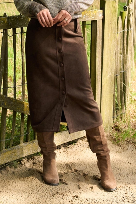 NED bruine dames rok | Model vooraanzicht
