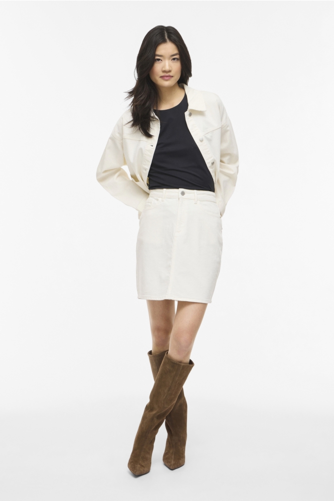 Vila ecru dames rok | Model vooraanzicht