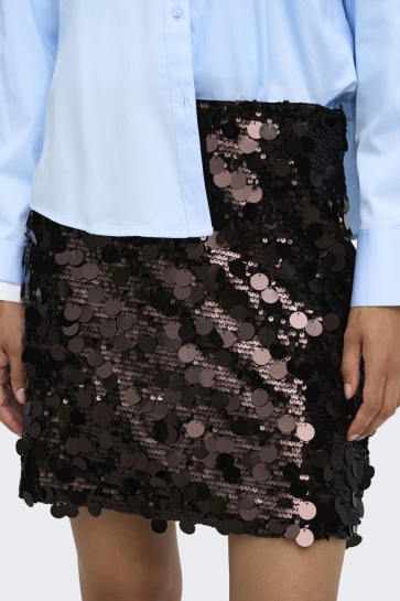Only Rok ONLJADEL SEQUINS SKIRT WVN 15336231 Coffee Bean /W. COFFEE