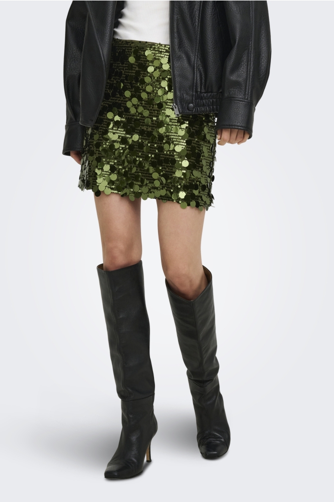 Only groene dames rok | Model vooraanzicht