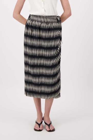 Zusss Rok OVERSLAG ROK MET GRAFISCH PRINT 0302 0019 ZWART/SOFT KIT