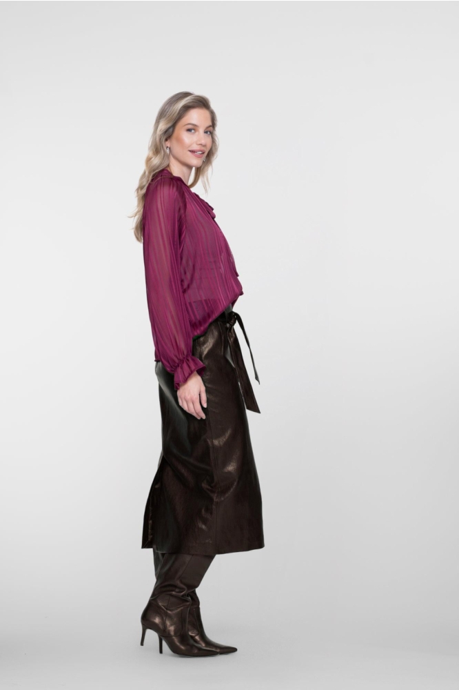 Geisha bruine dames rok | Model zijaanzicht