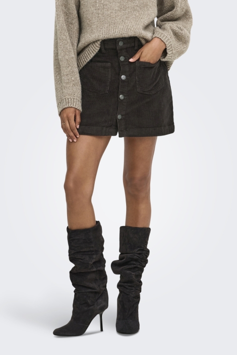 Only bruine dames rok | Model vooraanzicht
