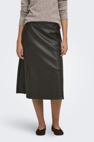 Only Rok ONLFIBY MW FAUX LEATHER LONG SKIRT 15385382 Chocolat Torte