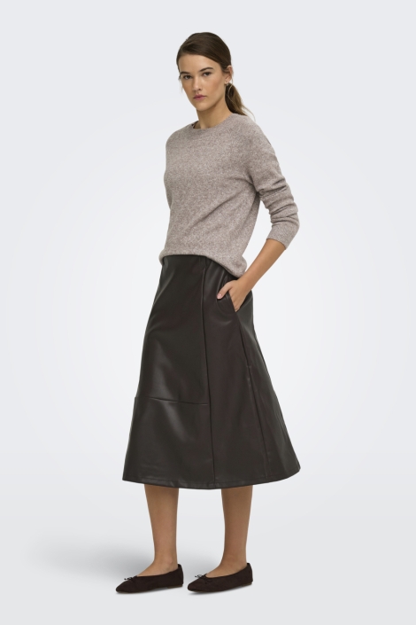 Only bruine dames rok | Model vooraanzicht