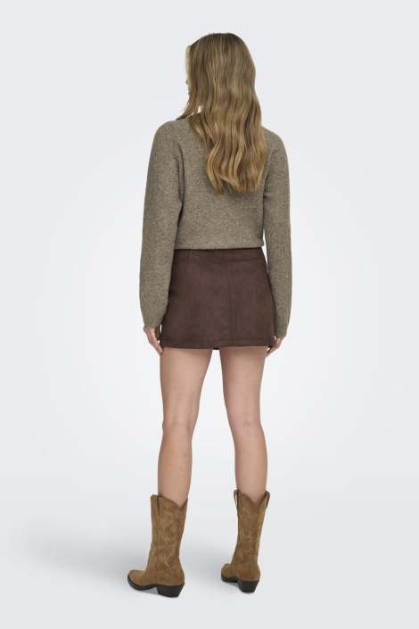 Only bruine dames rok | Model achteraanzicht