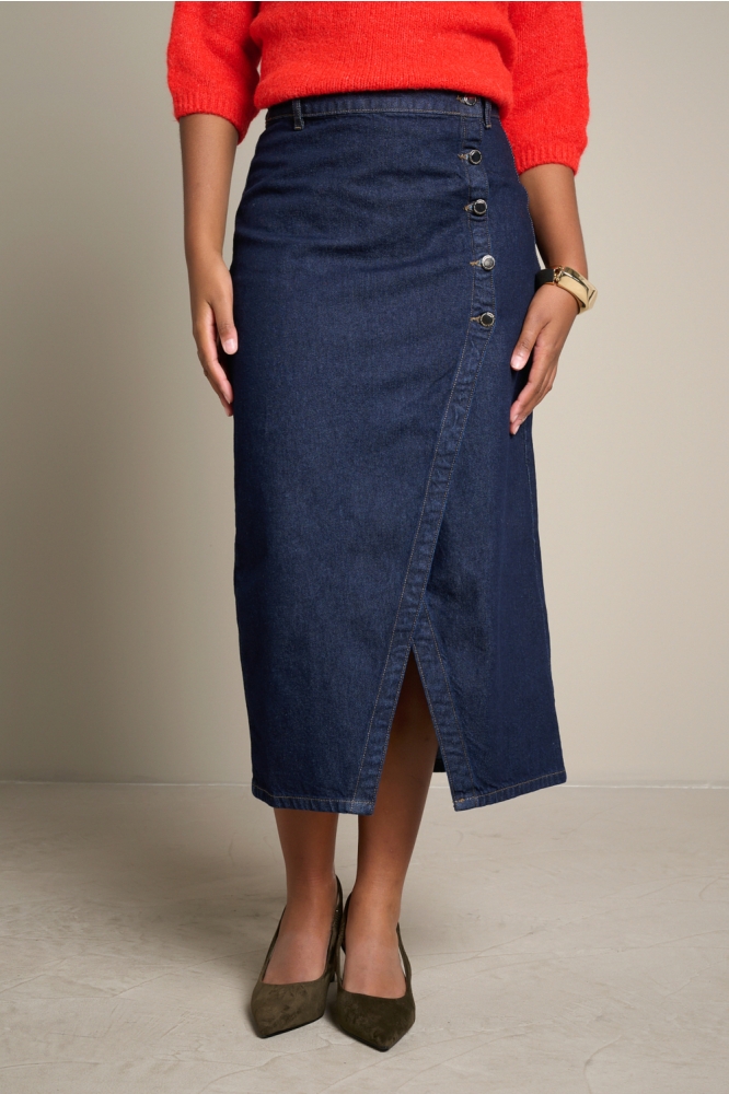 LolaLiza blauwe dames rok | Model vooraanzicht