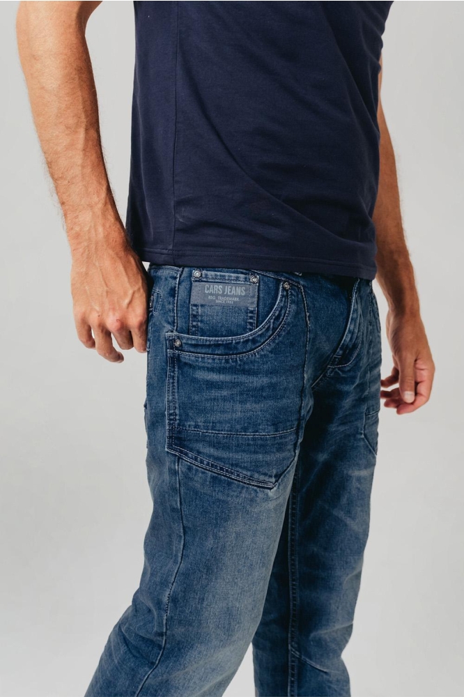 Cars blauwe heren jeans | Close up