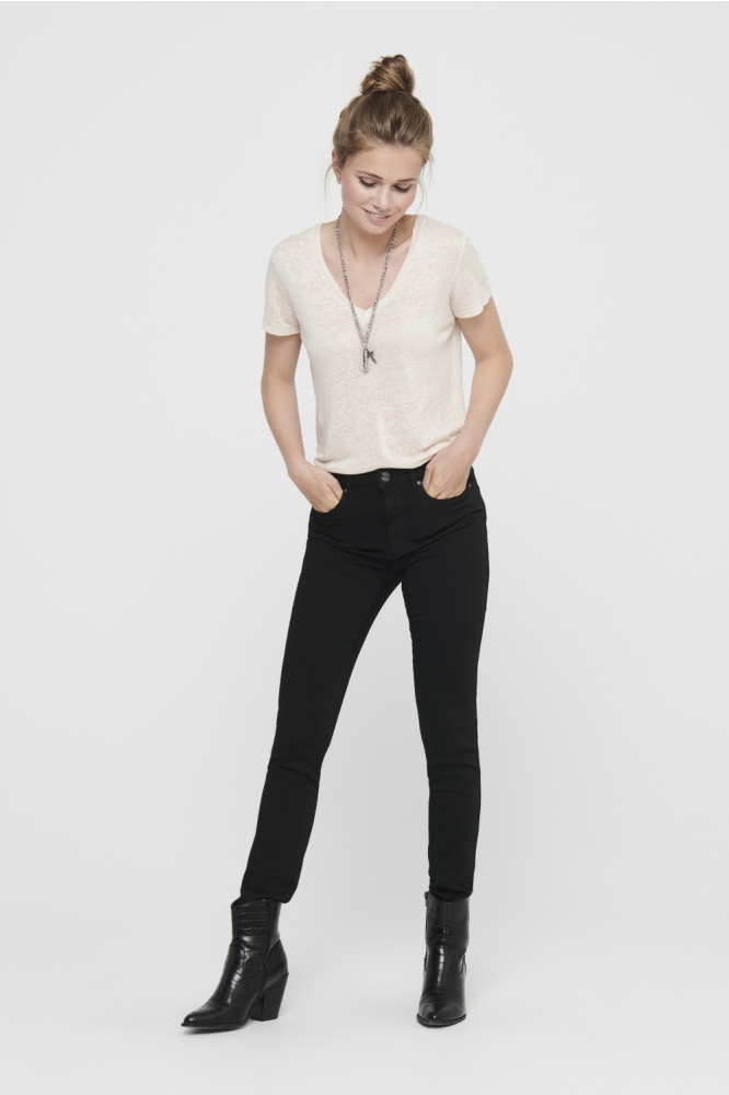 Only zwarte dames jeans | Model vooraanzicht