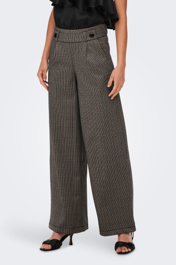 Jacqueline de Yong Broek JDYGEGGO MIA LONG CHECK PANT JRS 15242797 COBBLESTONE/MINI CHEK
