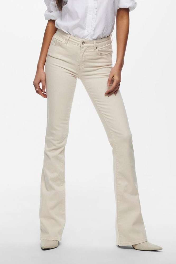 Only ecru dames jeans | Model vooraanzicht
