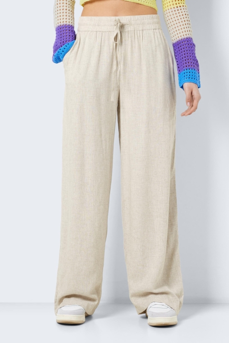 Noisy may ecru dames broek | Model vooraanzicht