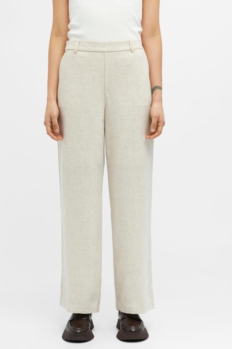 Object beige dames broek | Model vooraanzicht